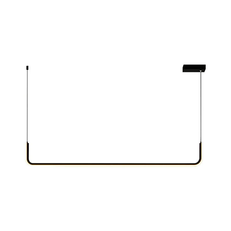 Luminaire suspendu linéaire en aluminium simplicité lampe LED noire/or suspendue au-dessus de la table à manger, largeur 3...