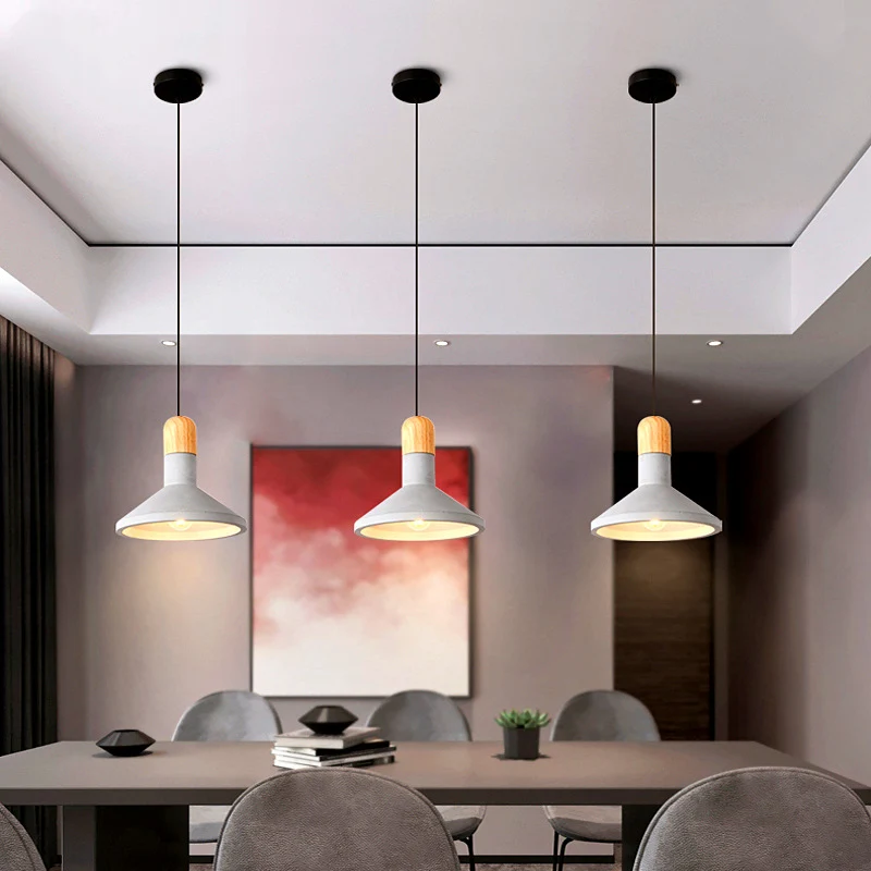 Luminaire suspendu minimaliste en forme d'entonnoir, ciment, 1 ampoule, luminaire suspendu pour salle à manger, gris Clear...