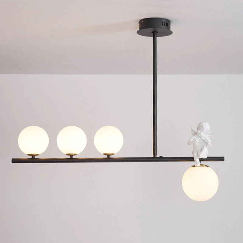 Luminaire suspendu Nordic Island Global Angel avec abat-jour en verre opalin Clearhalo