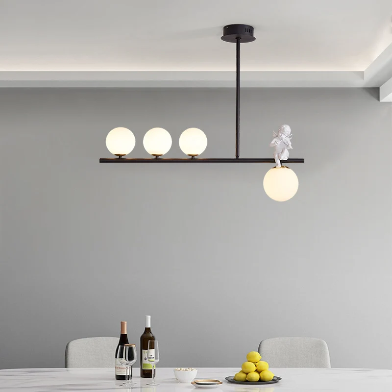 Luminaire suspendu Nordic Island Global Angel avec abat-jour en verre opalin Clearhalo