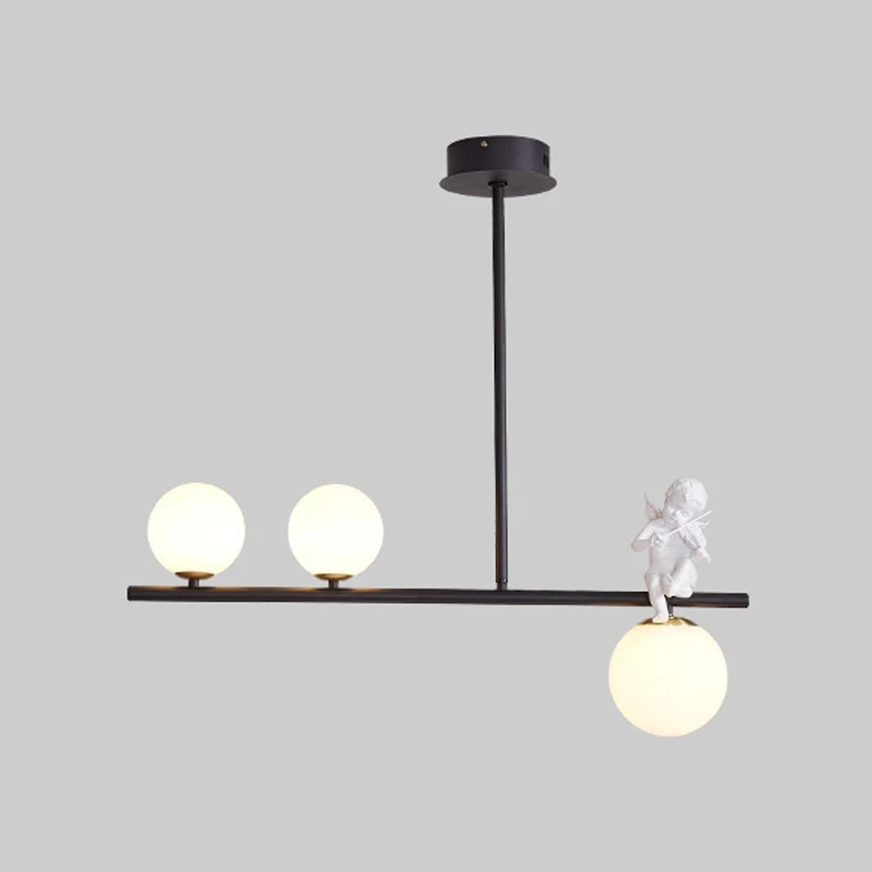 Luminaire suspendu Nordic Island Global Angel avec abat-jour en verre opalin Clearhalo