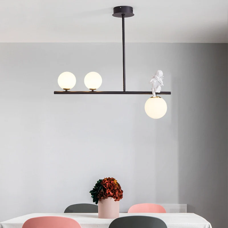 Luminaire suspendu Nordic Island Global Angel avec abat-jour en verre opalin Clearhalo