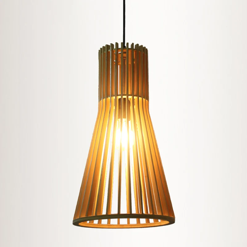 Luminaire suspendu ombragé en bois, luminaire contemporain à Suspension unique pour Restaurant Clearhalo