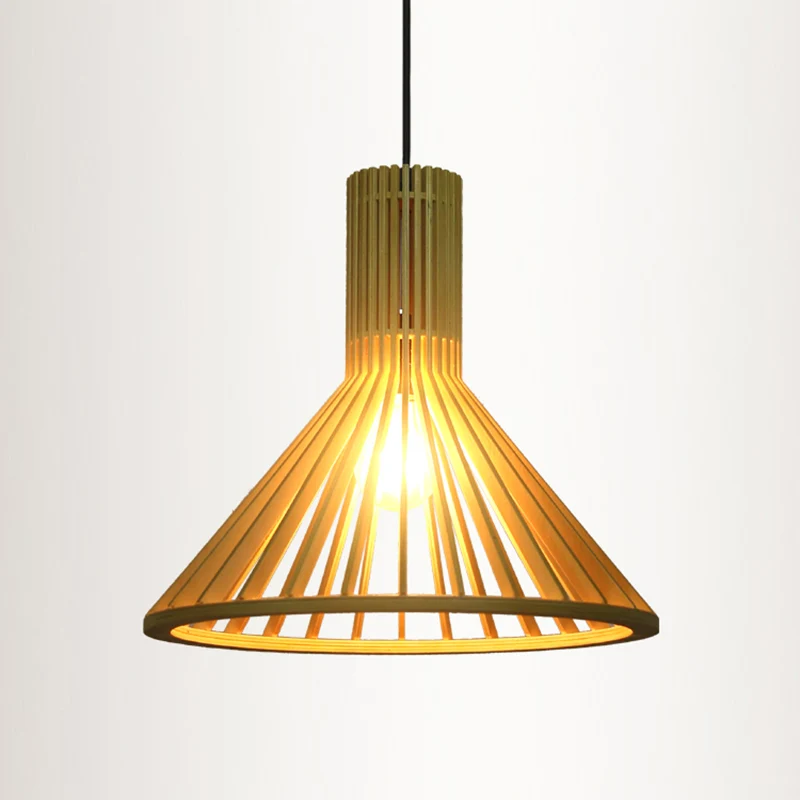Luminaire suspendu ombragé en bois, luminaire contemporain à Suspension unique pour Restaurant Clearhalo