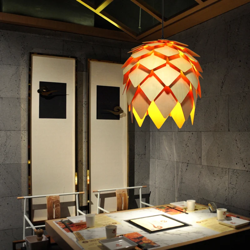 Luminaire suspendu ombragé en bois, luminaire contemporain à Suspension unique pour Restaurant Clearhalo