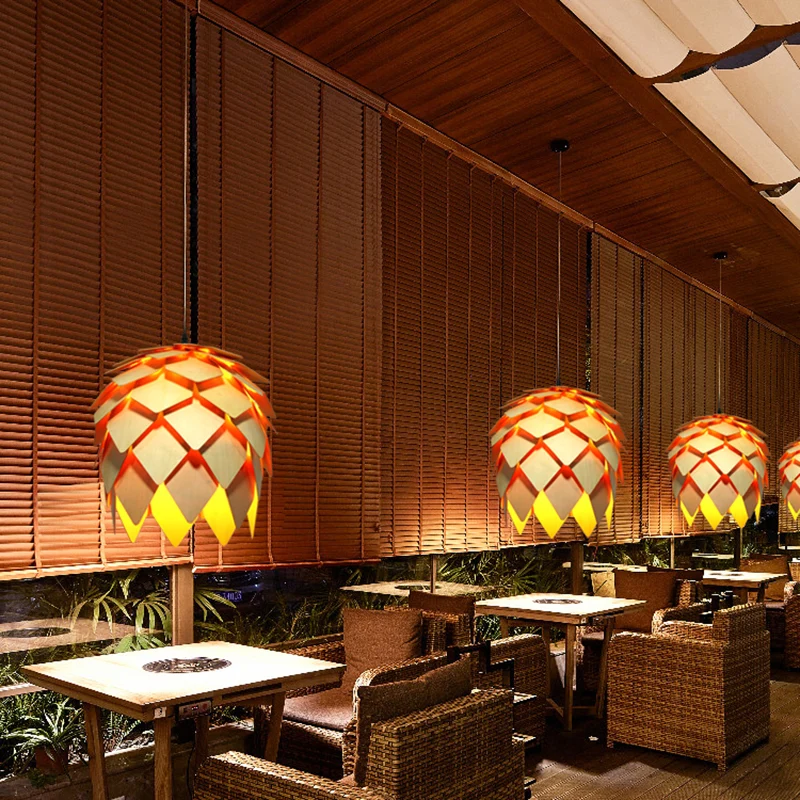 Luminaire suspendu ombragé en bois, luminaire contemporain à Suspension unique pour Restaurant Clearhalo