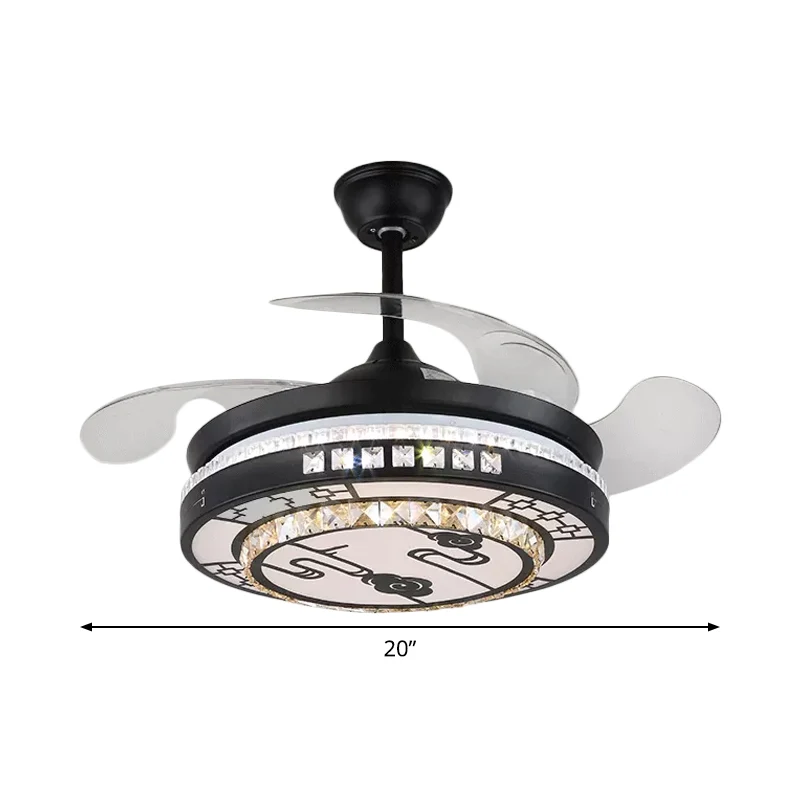 Luminaire suspendu à 4 pales en cristal semi-affleurant pour chambre à coucher, 20 po de large, luminaire suspendu simple...