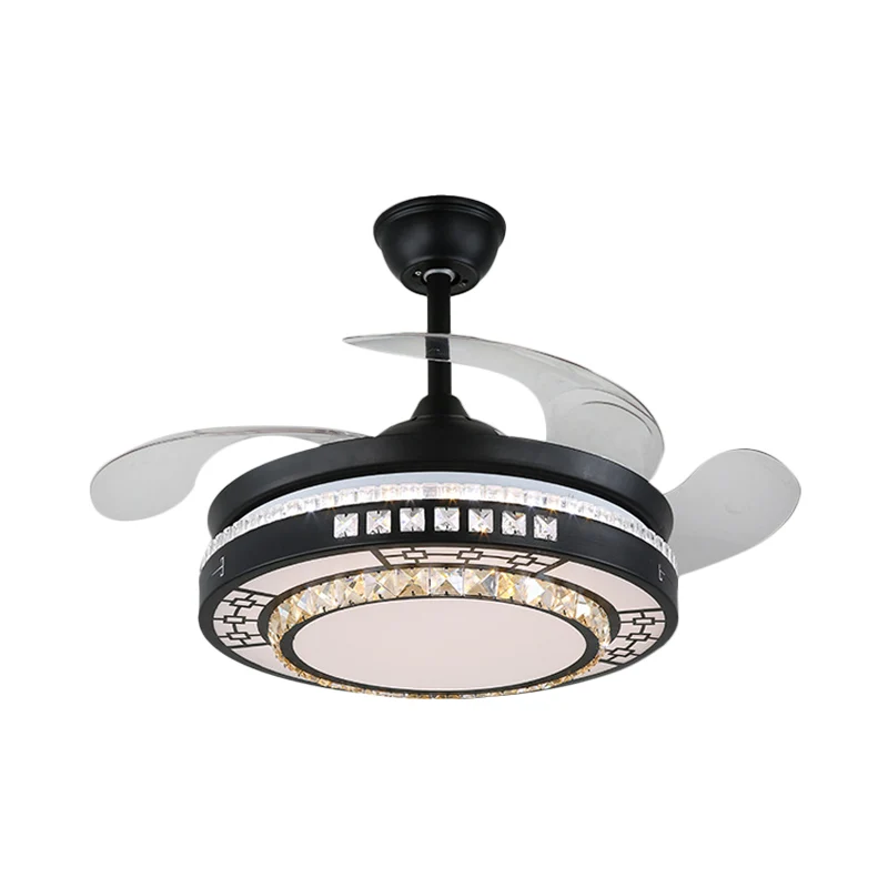 Luminaire suspendu à 4 pales en cristal semi-affleurant pour chambre à coucher, 20 po de large, luminaire suspendu simple...