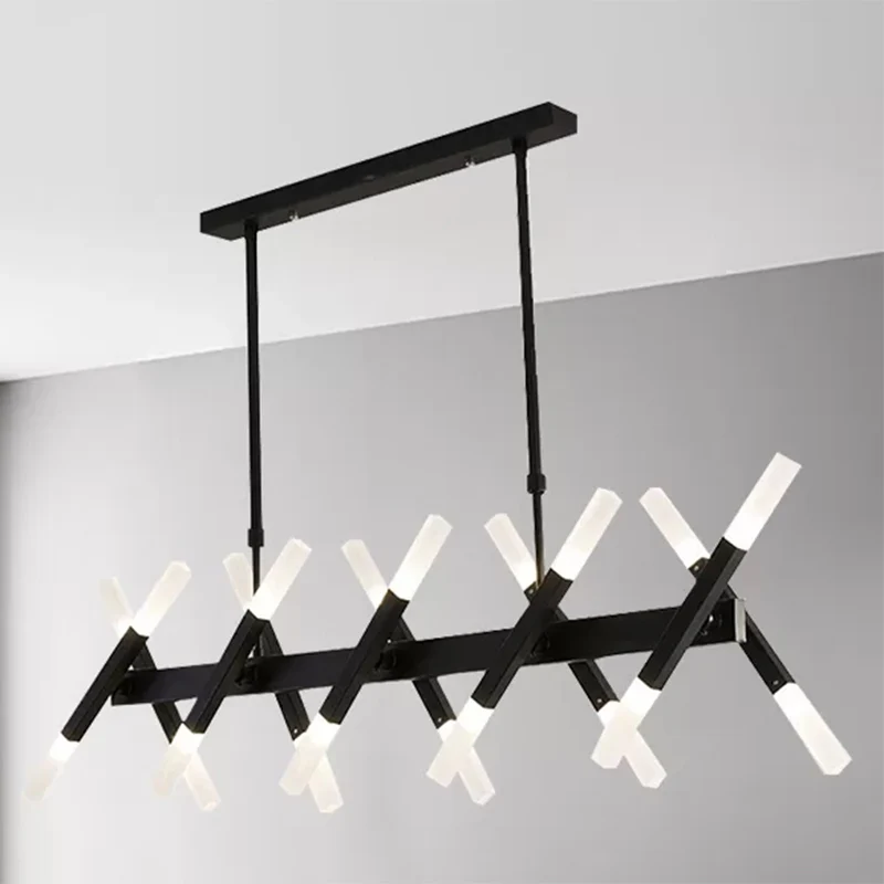 Luminaire suspendu pour îlot de salon à 16/20 lumières avec abat-jour en fer, plafonnier contemporain noir/or Clearhalo