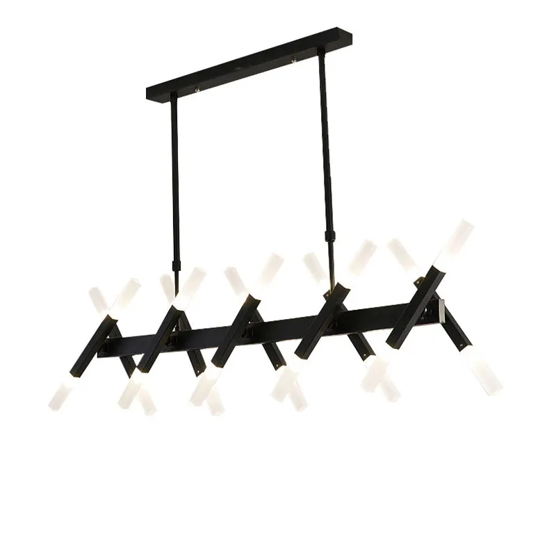 Luminaire suspendu pour îlot de salon à 16/20 lumières avec abat-jour en fer, plafonnier contemporain noir/or Clearhalo