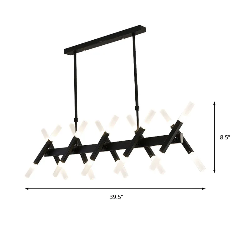 Luminaire suspendu pour îlot de salon à 16/20 lumières avec abat-jour en fer, plafonnier contemporain noir/or Clearhalo