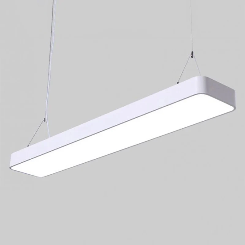 Luminaire suspendu rectangulaire simple à LED de bureau en métal avec diffuseur en acrylique Clearhalo