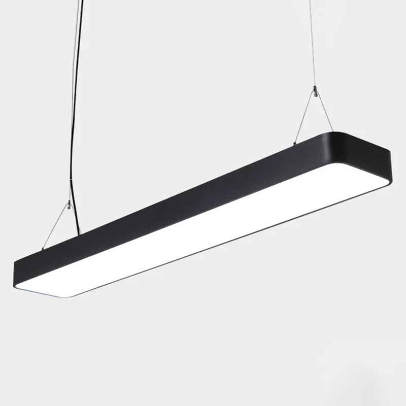 Luminaire suspendu rectangulaire simple à LED de bureau en métal avec diffuseur en acrylique Clearhalo