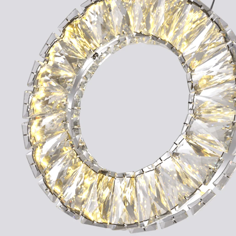Luminaire suspendu rond contemporain en cristal à 3 ampoules, luminaire suspendu en nickel Clearhalo