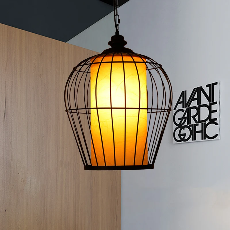 Luminaire suspendu simple noir, cadre en fer simple, Cage à oiseaux, luminaire suspendu Clearhalo