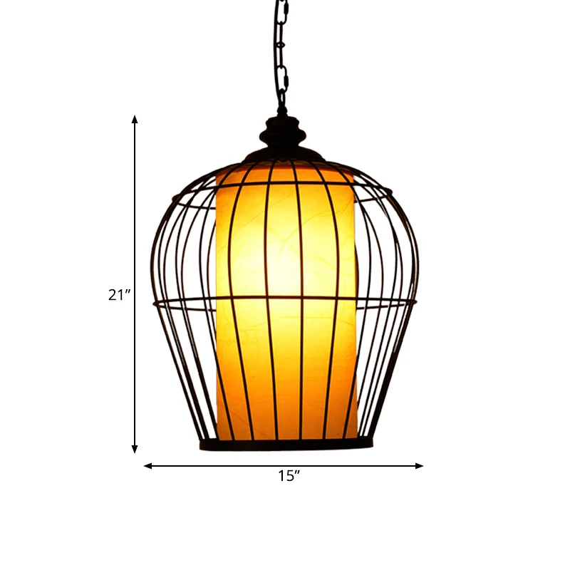 Luminaire suspendu simple noir, cadre en fer simple, Cage à oiseaux, luminaire suspendu Clearhalo