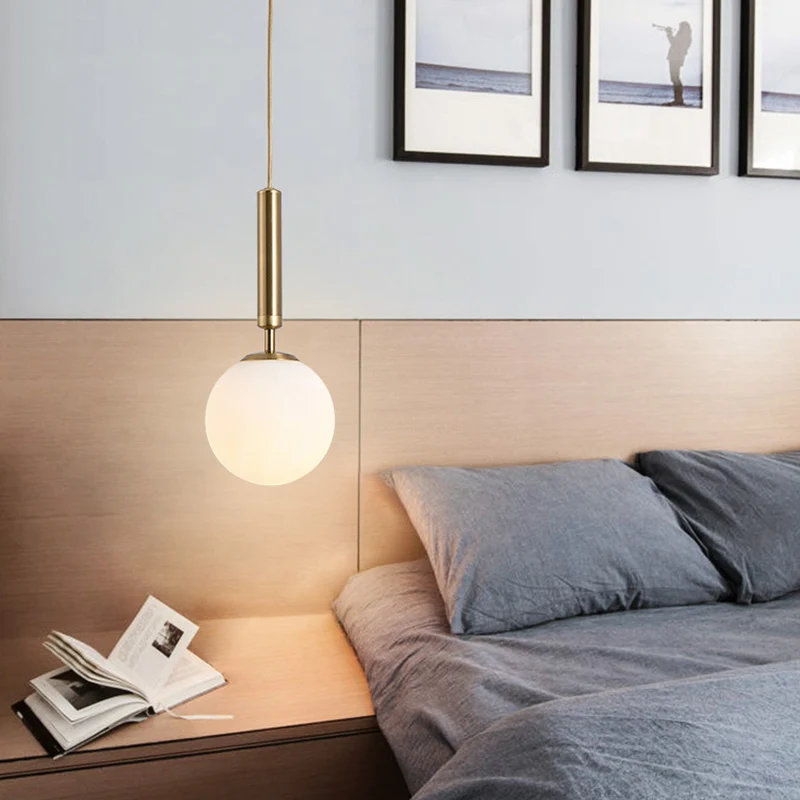 Luminaire suspendu sphère à 1 lumière, luminaire suspendu moderne en verre blanc du milieu du siècle pour Restaurant Clear...