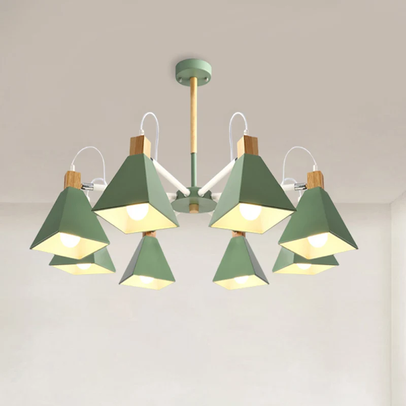 Luminaire suspendu triangulaire en métal à 8 lumières pour salon Clearhalo