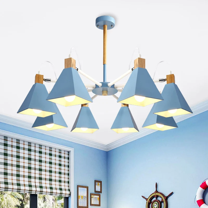 Luminaire suspendu triangulaire en métal à 8 lumières pour salon Clearhalo