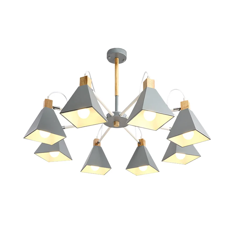 Luminaire suspendu triangulaire en métal à 8 lumières pour salon Clearhalo