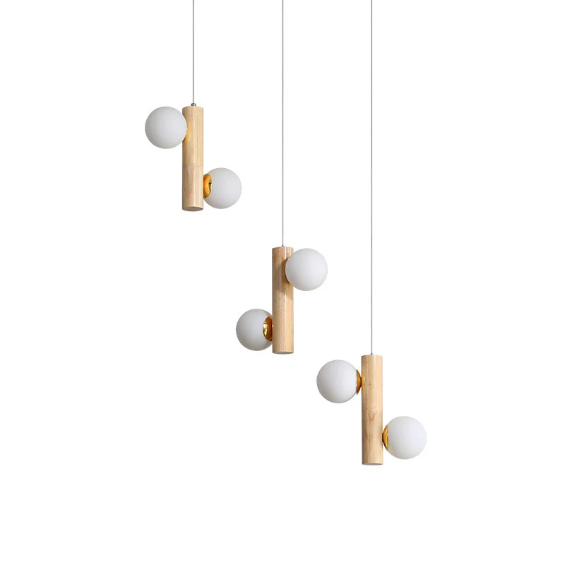 Luminaire suspendu tubulaire multi-lumières en bois moderne, 6 ampoules, luminaire de plafond Beige pour salle à manger Cl...