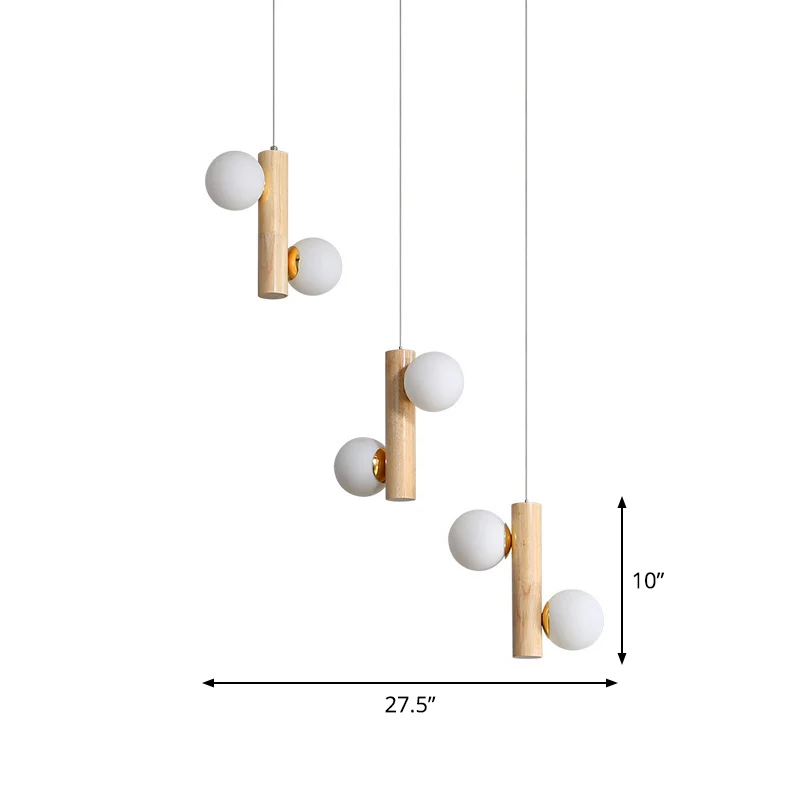 Luminaire suspendu tubulaire multi-lumières en bois moderne, 6 ampoules, luminaire de plafond Beige pour salle à manger Cl...