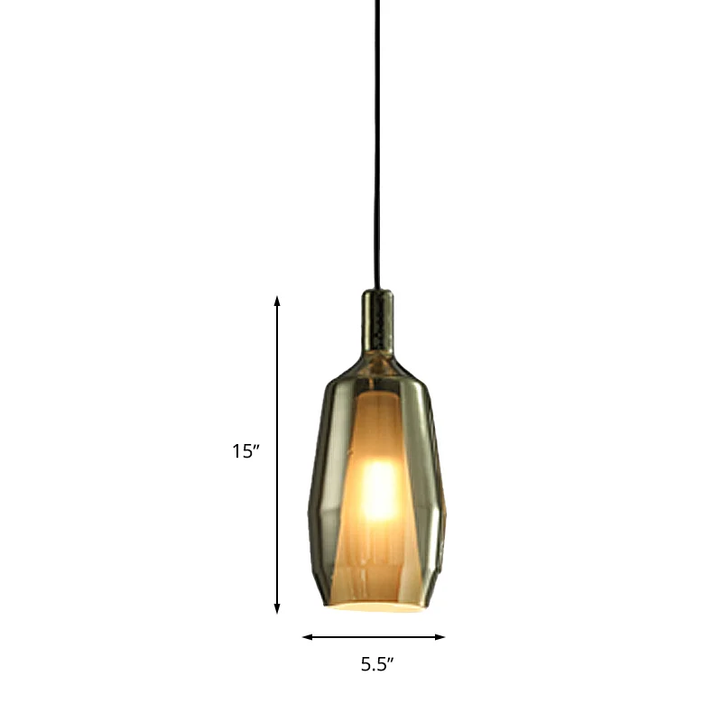 Luminaire suspendu tulipe moderne en verre vert, 1 tête, Kit de lampe suspendue pour salle à manger Clearhalo