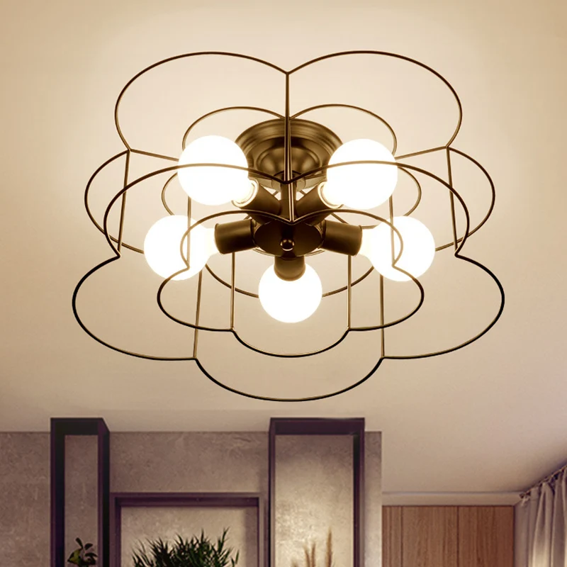 Luminaires semi-encastrés à fleurs, plafonnier en métal de Style industriel rétro pour chambre à coucher Clearhalo