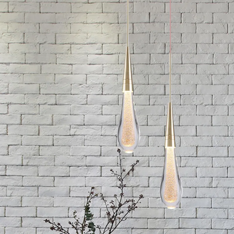 1 lumière bulle cristal plafonnier moderne en laiton gouttelette salon pendentif LED lumière Clearhalo