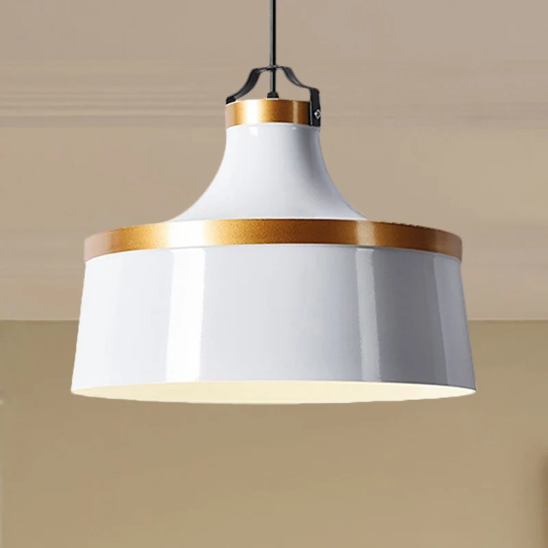 1 lumière tambour suspension Style nordique noir/bleu/vert métallique plafonnier pour café Clearhalo
