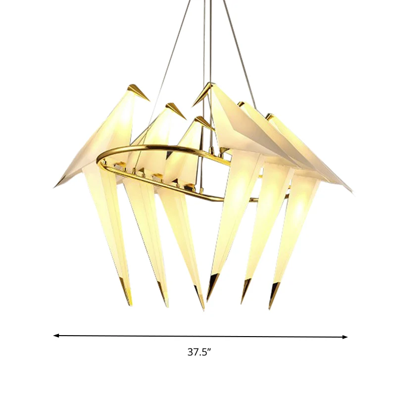 Lustre à abat-jour en forme d'oiseau blanc, luminaire de Style moderniste, lampe suspendue en plastique à 6 lumières, fini...