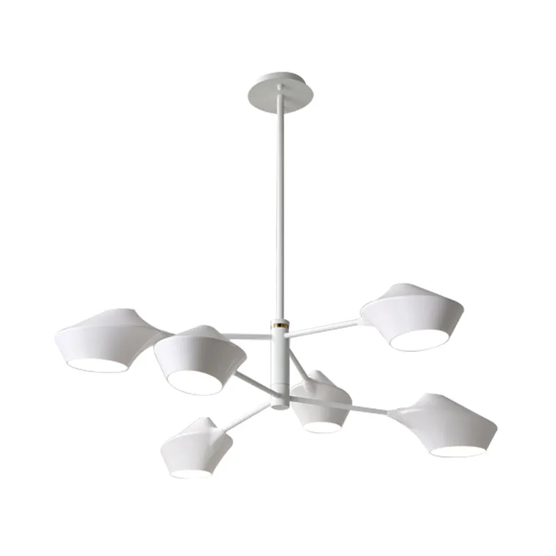 Lustre à abat-jour pivotant à 2 niveaux, moderne en métal, 6 ampoules, pendentif de plafond pour salon, noir-or/blanc Clea...