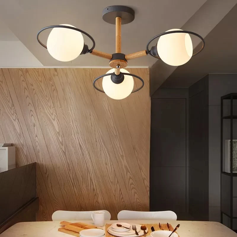 Lustre à abat-jour sphérique en verre de lait, 3 lumières de cuisine, éclairage suspendu de Style nordique Clearhalo