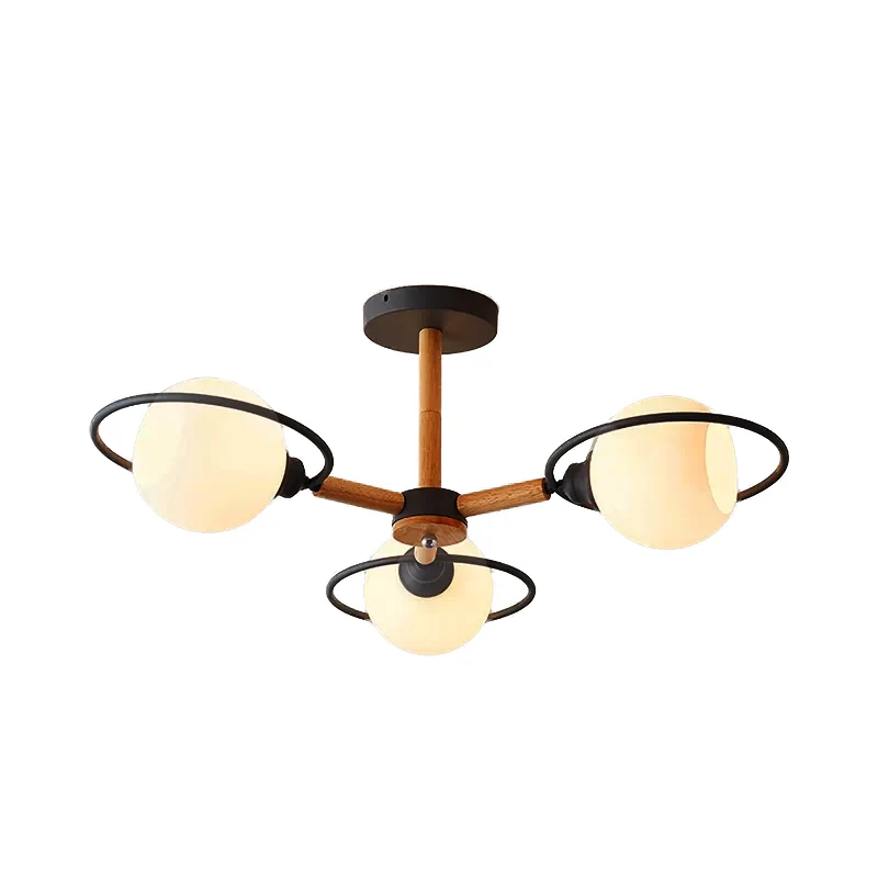 Lustre à abat-jour sphérique en verre de lait, 3 lumières de cuisine, éclairage suspendu de Style nordique Clearhalo