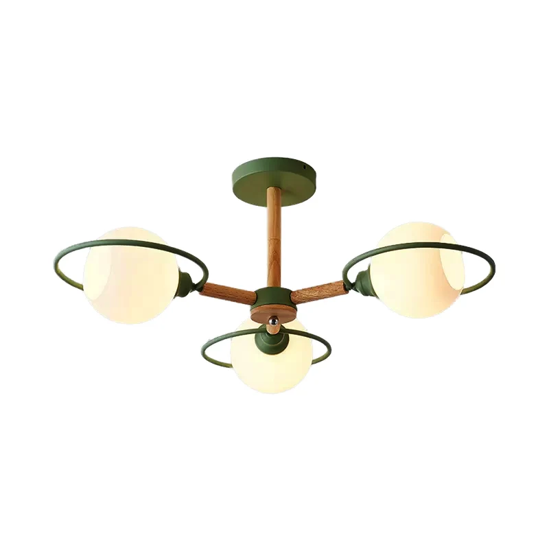 Lustre à abat-jour sphérique en verre de lait, 3 lumières de cuisine, éclairage suspendu de Style nordique Clearhalo