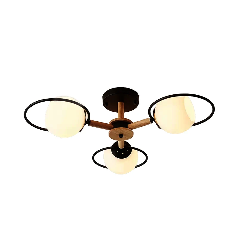 Lustre à abat-jour sphérique en verre de lait, 3 lumières de cuisine, éclairage suspendu de Style nordique Clearhalo