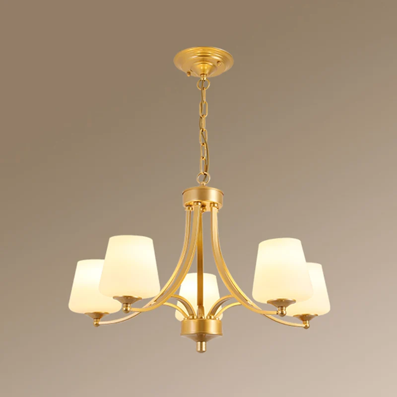 Lustre à abat-jour en verre crème, éclairage classique pour salle à manger, luminaire suspendu Clearhalo