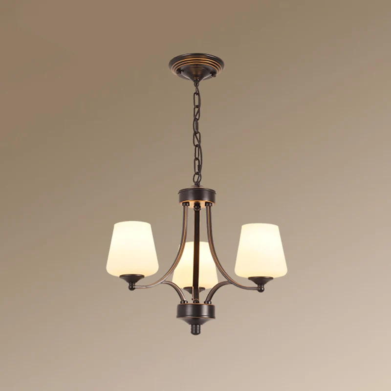 Lustre à abat-jour en verre crème, éclairage classique pour salle à manger, luminaire suspendu Clearhalo