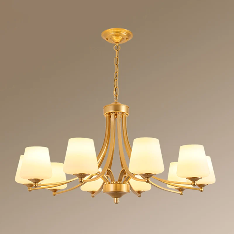 Lustre à abat-jour en verre crème, éclairage classique pour salle à manger, luminaire suspendu Clearhalo