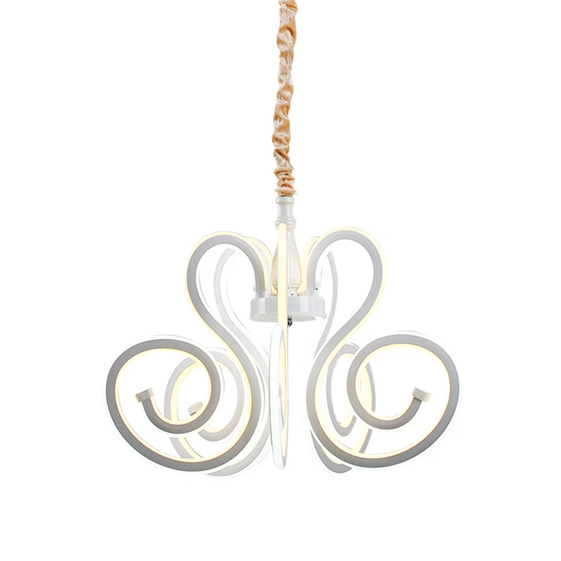 Lustre en acrylique bouclé, lampe contemporaine blanche à LED, plafonnier suspendu pour salle à manger Clearhalo