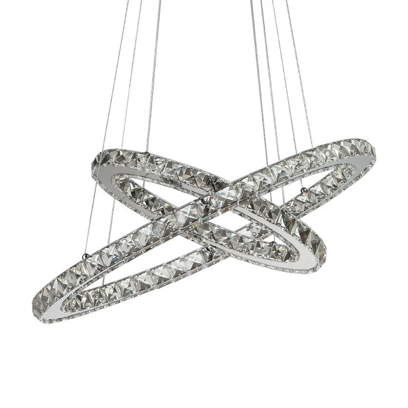 Lustre à anneaux en cristal entrelacé, plafonnier LED Glam Clearhalo
