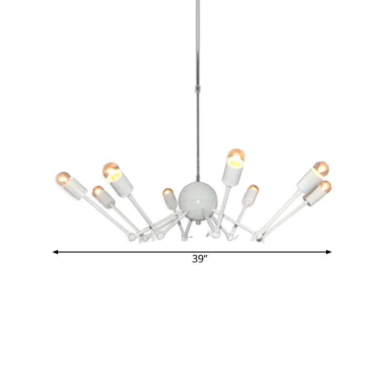 Lustre araignée extensible blanc, suspension moderniste en fer à 8 ampoules avec design à ampoule ouverte Clearhalo