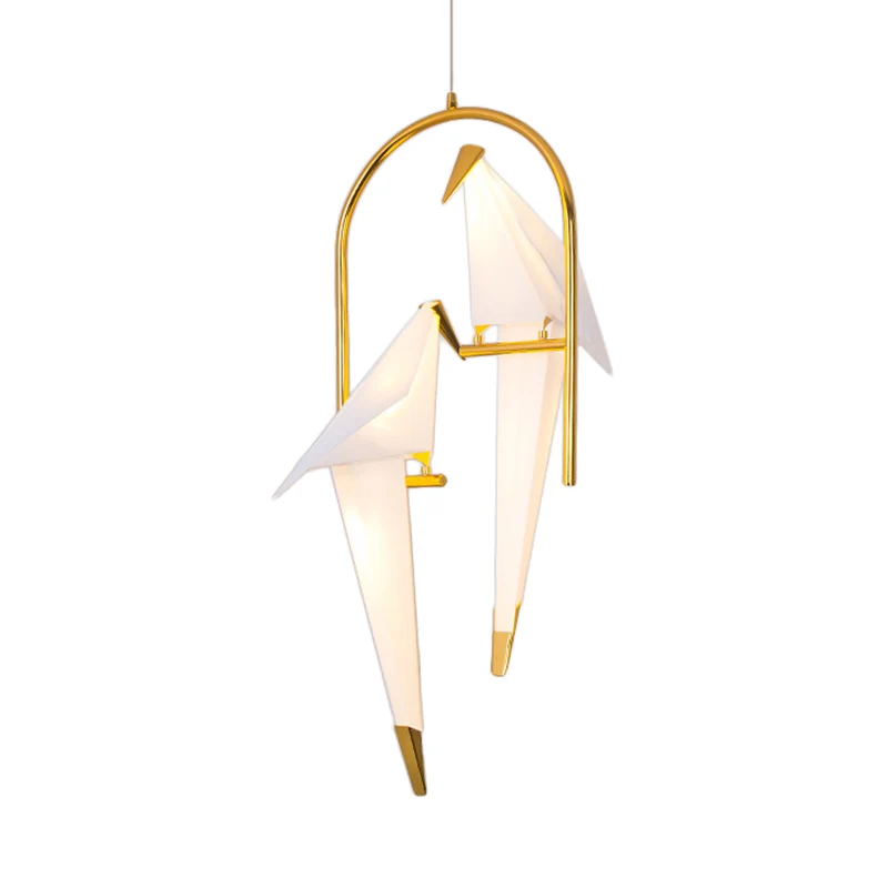 Lustre Birdie en plastique, éclairage moderniste à 2/3 lumières, finition dorée, avec anneau en métal, lumière chaude/blan...