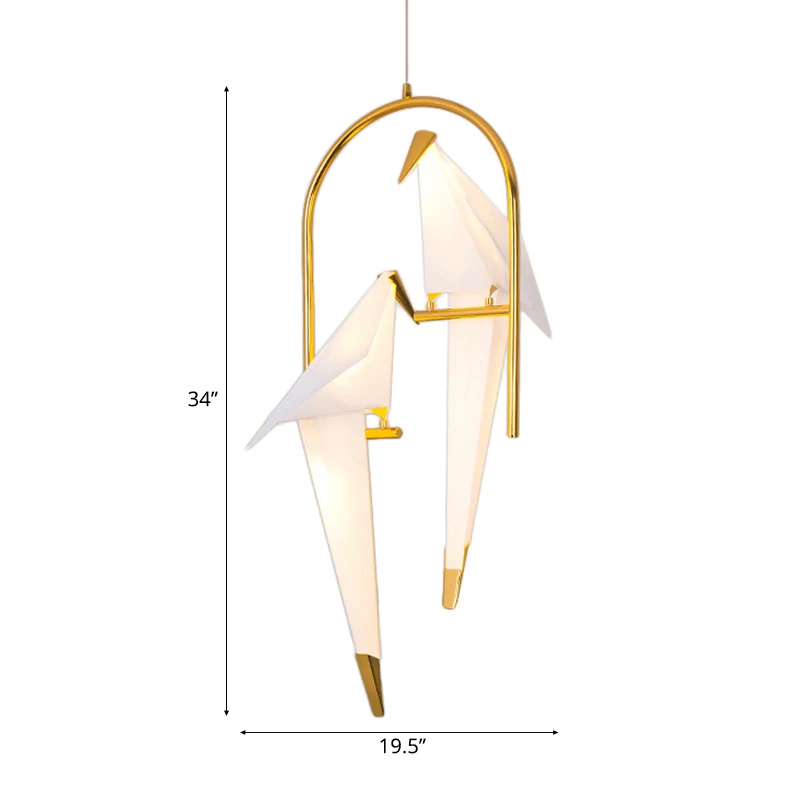 Lustre Birdie en plastique, éclairage moderniste à 2/3 lumières, finition dorée, avec anneau en métal, lumière chaude/blan...