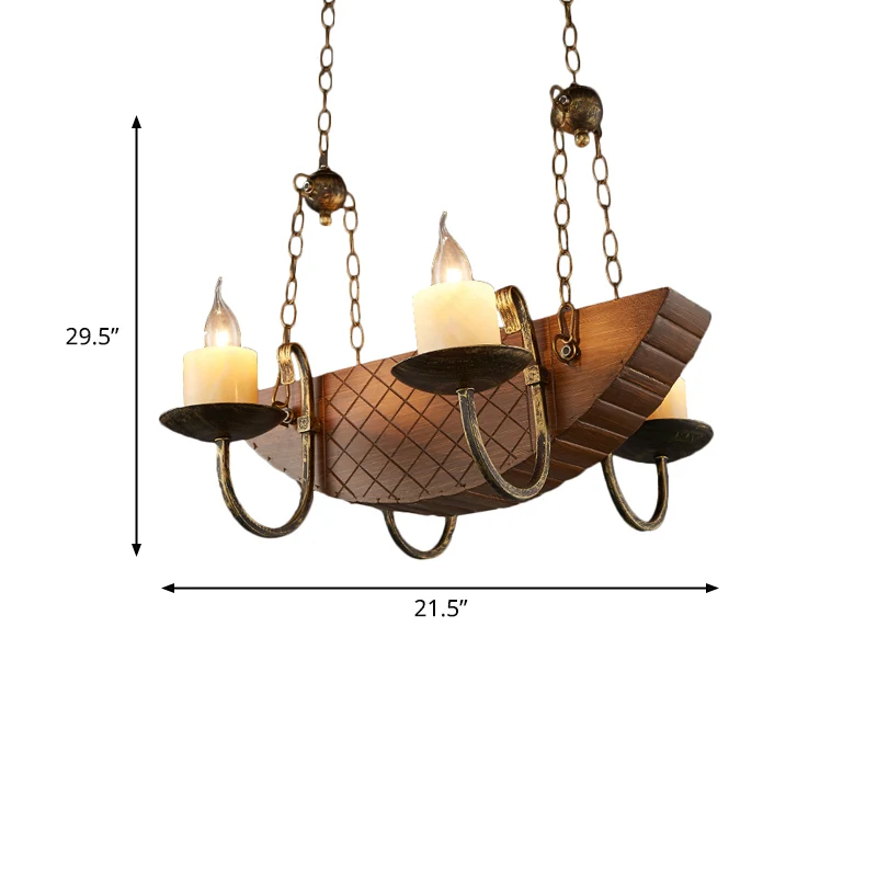 Lustre à bougies à 4 ampoules, plafonnier traditionnel suspendu en bois noir pour salle à manger Clearhalo
