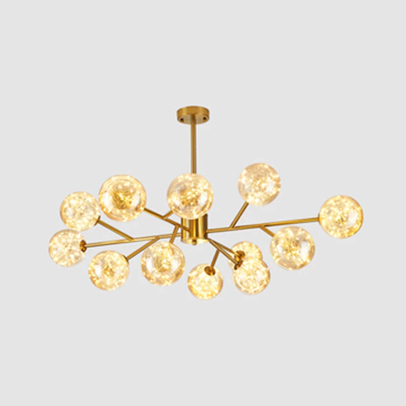 Lustre boule minimaliste éclairage verre Cognac étoilé LED chambre suspension suspension Clearhalo