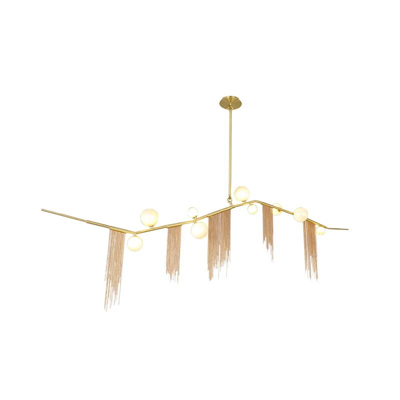 Lustre boule en verre opale, Kit d'éclairage moderne, 9 lumières, pendentif goutte en or avec franges à pampilles Clearhalo