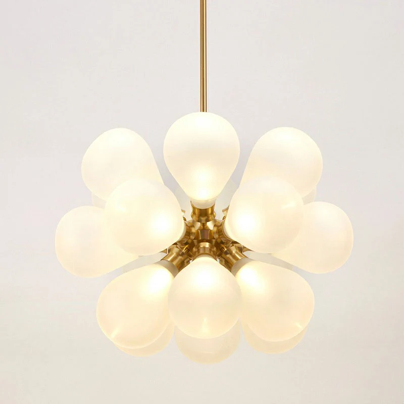 Lustre à bulles créatives postmodernes en verre, suspension de chambre à coucher à 18 ampoules en or Clearhalo