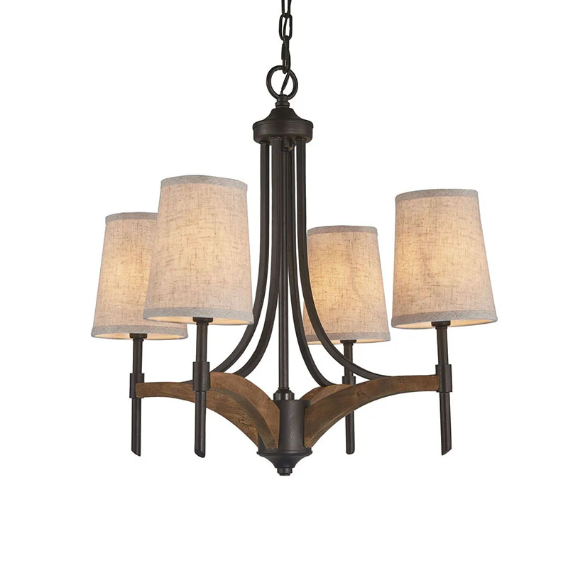 Lustre candélabre en métal, éclairage classique à 4 lumières pour salon, éclairage suspendu en noir avec/sans abat-jour Cl...