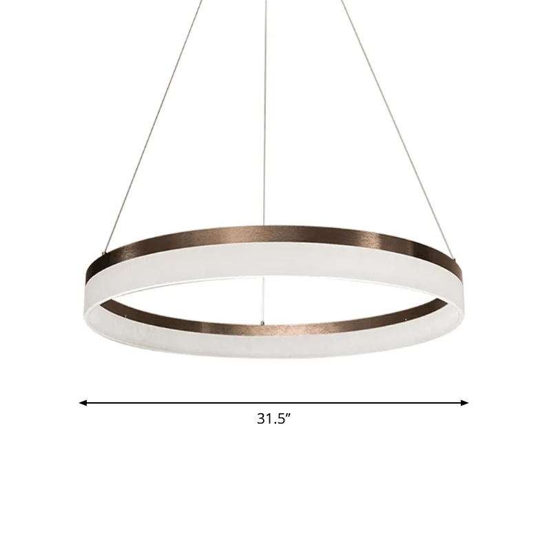 Lustre circulaire à 1/2/3 niveaux, lumière minimaliste en acrylique marron, Kit de suspension LED pour chambre à coucher C...